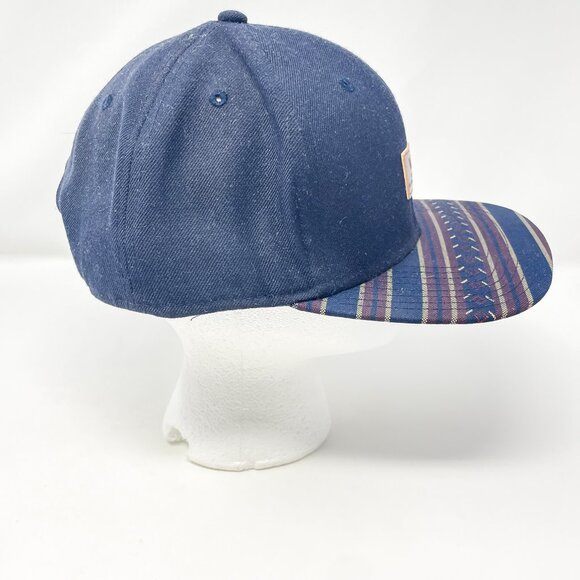 Vans "Allover It" Snapback Hat Navy Maroon Tan 6-Panel Cap Vegan Leather Patch - Picture 4 of 8